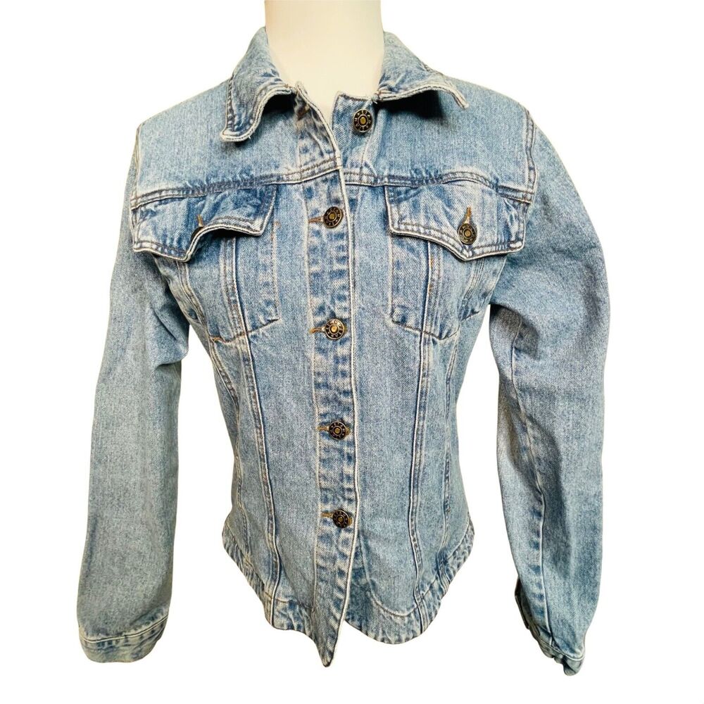 Blue Denim Jean Jacket Button Front Long Sleeve Girls Large